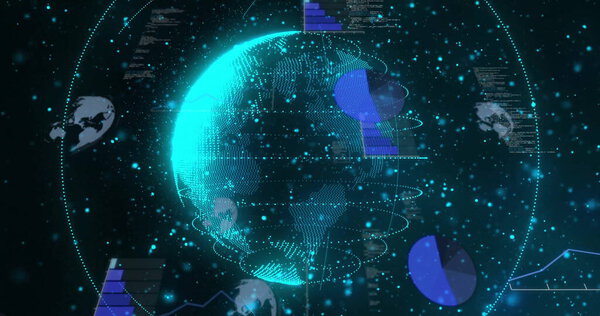 Изображение обработки данных по всему миру. Концепция глобальных соединений, вычислений и обработки данных.