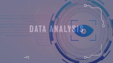 Soyut animasyon arka planındaki dijital arayüz elemanları ile veri analiz ediliyor. Teknoloji, yenilik, analitik, fütürist, görselleştirme, tasarım