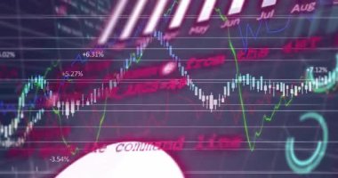 Piyasa eğilimlerini ve okuldaki yüzdeleri gösteren finansal tabloların animasyonu. Maliye, ekonomi, istatistik, eğitim, analiz, veri