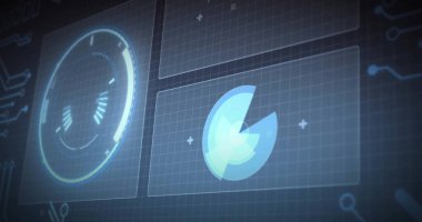 Bağlantılar üzerinden veri işleme ve diyagramlarının resmi. Küresel teknoloji ve dijital arayüz konsepti dijital olarak oluşturuldu.