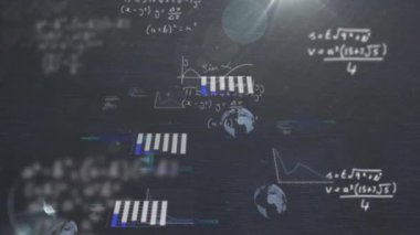 Grafikler ve dünya simgeleri ile veri işleme ve küresel bağlantı animasyonu. Teknoloji, ağ oluşturma, küreselleşme, dijital, analitik, yenilik