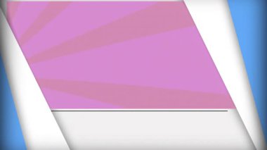 Beyaz ve mavi soyut arkaplanı kaplayan pembe geometrik şekillerin animasyonu. Desen, renkli, modern, sanat, dijital