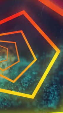 Koyu arkaplandaki renkli dalga üzerinde geometrik grafiklerin animasyonu. soyut, ışık, desen ve hareket kavramı dijital olarak oluşturulmuş video.