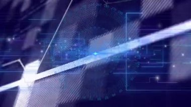 Kodlama ve veri görselleştirme elementleriyle gelecekteki dijital arayüzün animasyonu. Teknoloji, yenilik, analitik, programlama