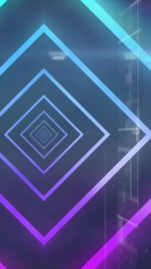 Veri işleme üzerine neon geometrik şekillerin animasyonu. soyut, ışık, desen ve hareket kavramı dijital olarak oluşturulmuş video.