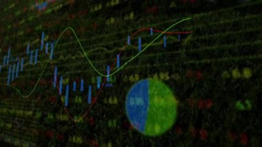 Futbol topunun animasyonunu finansal grafikler ve veri analiz çizelgelerine yüklüyorum. Finans, yatırım, spor, iş