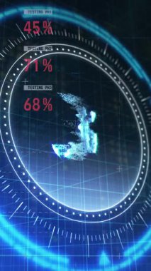 Grafikler ve veri işleme üzerinde güvenli kilit üzerinde Ukrayna Hryvnia sembolünün animasyonu. küresel finans ve iş güvenliği kavramı dijital olarak oluşturulmuş video.