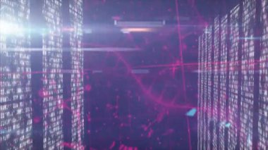 Veri merkezi ağ bağlantılarındaki sunucuların üzerinden dijital veri akışlarının canlandırılması. Teknoloji, ağ oluşturma, sunucular, bağlantı, altyapı, iletişim