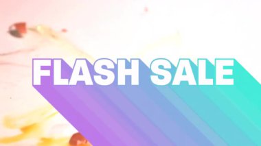 Soyut tasarım unsurları ile renkli gradyan arka planda flaş satış animasyonu. Promosyon, indirim, canlı, pazarlama, dinamik, reklam