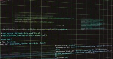 Dijital arayüz arkaplanı üzerinden kod ve veri işleme çizgileri. Teknoloji, kodlama, gelecekçi, yazılım, programlama