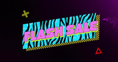 Canlı zebra deseni ve soyut mor arkaplan satışı için animasyon. Renkli, indirimli, promosyon, alışveriş, satış