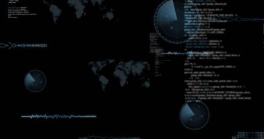 Siyah arkaplan üzerinde veri işleme resmi. Küresel finans, iş, bağlantılar, bulut hesaplama ve veri işleme kavramı dijital olarak oluşturuldu.