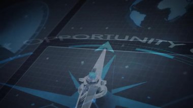 Pusula iğnesi Opportunity 'nin dijital animasyon şebekesini gösteriyor. Yön, kılavuz, navigasyon, teknoloji, yenilik, keşif