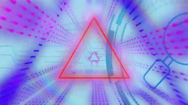 Canlı geometrik şekillerin canlandırılması renkli soyut dijital tasarım oluşturur. örüntü, sanat, modern