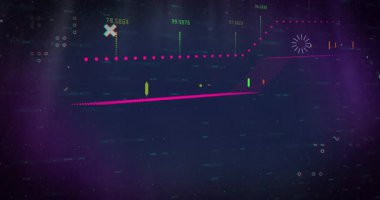 Renkli grafiklerin canlandırılması ve borsa verilerini görselleştiren sayısal göstergeler. Finans, ekonomi, analitik, yatırım, ticaret, dijital