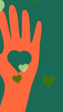 Kalplerin canlandırılması ve yeşil arka plan. Sosyal medya ve iletişim konsepti dijital olarak oluşturulmuş video.