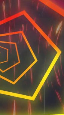 Karanlık arka planda hareket eden ışıkların geometrik grafiklerinin animasyonu. soyut, ışık, desen ve hareket kavramı dijital olarak oluşturulmuş video.