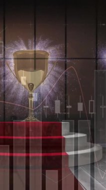 Veri işleme üzerinde bardak animasyonu. küresel iş, finans, bağlantılar ve dijital arayüz konsepti dijital olarak oluşturulmuş video.