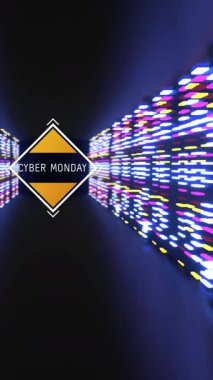 Pazartesi günü neon lambalı mor tünelde Cuber animasyonu. ticaret, iş, promosyon ve satış konsepti dijital olarak oluşturulmuş video.