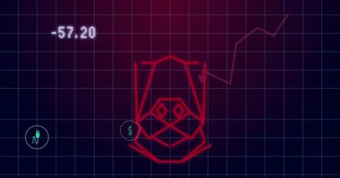 Animasyon kullanılarak, geometrik ayı ana hatları ile şebeke arka planında çevre dostu ikonlar. soyut, sürdürülebilirlik, kavramsal