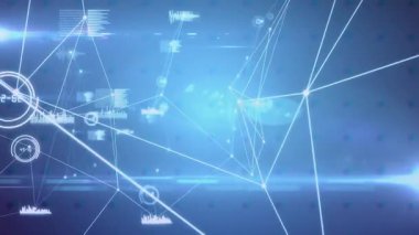 Mavi dijital arkaplanda bağlantılar ve veri işleme animasyonu ağı. Teknoloji, siber uzay, ağ oluşturma, fütürist
