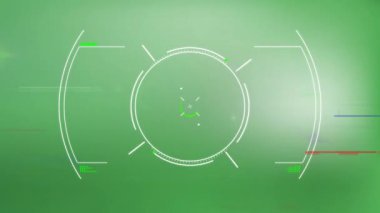 Yeşil arkaplandaki dairesel elementlerle dijital hedefleme arayüzünün animasyonu. Teknoloji, fütüristik, siber, radar, veri, yenilik