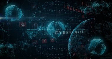 Siyah arkaplan üzerinde veri işleme görüntüsü. Küresel teknoloji, bilgisayar, çevrimiçi güvenlik ve dijital arayüz kavramı dijital olarak oluşturulmuş görüntü.