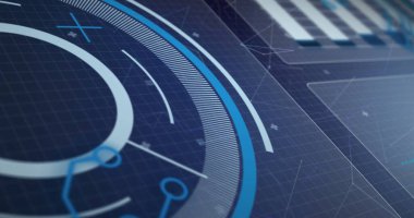 Siyah arkaplan üzerinde dijital veri işleme resmi. Dijital olarak oluşturulmuş küresel bağlantılar, hesaplama ve veri işleme kavramı.