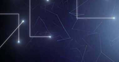 Siyah arkaplan üzerinde dijital veri işleme üzerinde parlayan ışık izleri. Dijital olarak oluşturulmuş küresel bağlantılar, hesaplama ve veri işleme kavramı.