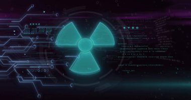 Hayran simgesi, dijital veri işleme ve tarama. Dijital olarak oluşturulmuş küresel bağlantılar, hesaplama ve veri işleme kavramı.