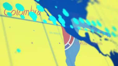 Soyut mavi ve sarı dijital animasyon arka planında dans eden siluet. Dans, hareket, canlı, sanat, dinamik, teknoloji