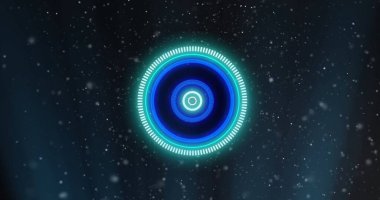 Beyaz noktalar üzerinde tarama yapan bir kamera görüntüsü. Teknoloji ve dijital arayüz kavramı dijital olarak oluşturuldu.