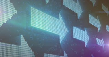 Mavi ve mor olarak dijital bağlantıları olan soyut geometrik desenlerin animasyonu. Teknoloji, fütüristik, ağ, yenilik, bağlantı, sanal