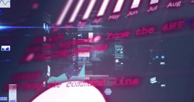 Dijital grafikler ve animasyon çizelgeleri soyut teknoloji arkaplanını örtüyor. data, futuristik, yenilik, sanal, analitik, hesaplama