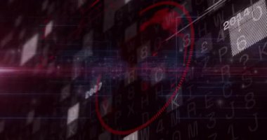 Fütürist animasyonda 2019 metni olan dijital dünya ve ikili kod. Teknoloji, yenilik, kodlama, ağ, sanal, veri