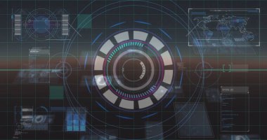 Kapsam taramasında veri işleme resmi. Teknoloji, iş ve dijital arayüz kavramı dijital olarak oluşturulmuş görüntü.