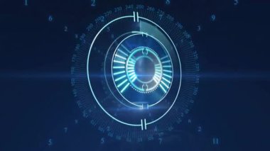 Karanlık arka planda dönen elementlerle gelecekteki dijital arayüzün animasyonu. teknoloji, yenilik, sanal, siber, ağ