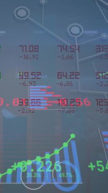 Finansal veri işleme üzerine borsa animasyonu. küresel iş, teknoloji ve veri işleme kavramı dijital olarak oluşturulmuş video.