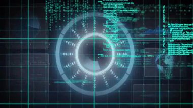 Okul ortamında dairesel desenlerle birlikte gelecekteki dijital arayüzün animasyonu. Teknoloji, yenilik, eğitim, modern, etkileşimli, sanal