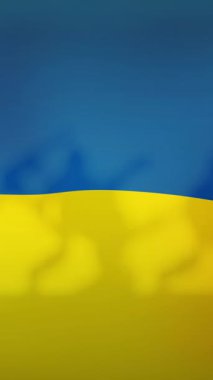 Askerlerin siluetleri üzerinde Ukrayna bayrağının canlandırılması. Ukrayna krizi ve uluslararası politika kavramı dijital olarak oluşturuldu.