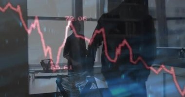 El sıkışma, borsa grafik animasyon örtüsü olan iş adamları. ortaklık, işbirliği, finans, başarı, ticaret, anlaşma