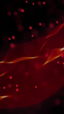 Siyah zemin üzerinde kırmızı dalga ve noktaların animasyonu. gölge, desen ve renk konsepti dijital olarak oluşturulmuş video.