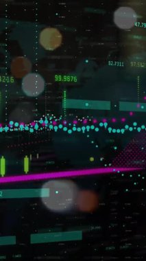 Finansal veri işleme animasyonunun odak şehir yol lambaları dışında gerçekleşmesi. küresel iş ve finans kavramı dijital olarak oluşturulan video.