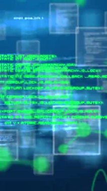 Veri işleme yerine beyin animasyonu. küresel iş, finans, bağlantılar ve dijital arayüz konsepti dijital olarak oluşturulmuş video.