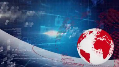 Parlayan kilit ve kırmızı küre animasyonu dijital güvenlik kavramını temsil ediyor. Siber güvenlik, şifreleme, koruma, güvenlik duvarı, internet, veri