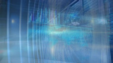 Soyut mavi dijital dalgaların animasyonu fütüristik teknoloji kavramını oluşturuyor. yenilik, ağ, veri, bağlantı