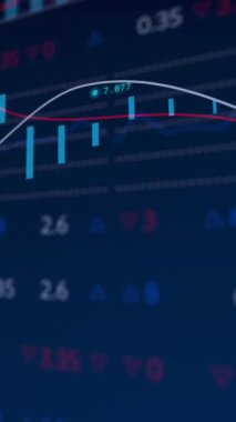 Donanma geçmişi üzerinden finansal verilerin ve grafiklerin animasyonu. küresel iş, finans, ekonomi ve teknoloji konsepti dijital olarak oluşturulmuş video.