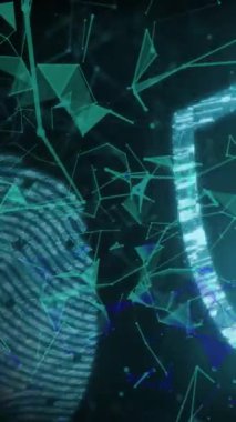 Biyometrik parmak izleri ve çevrimiçi güvenlik kilidi üzerinden ağ animasyonları. küresel çevrimiçi güvenlik ve veri işleme kavramı dijital olarak oluşturulmuş video.