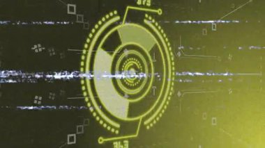 Okuldaki dairesel kalıplarla birlikte gelecekteki dijital arayüzün animasyonu. Teknoloji, yenilik, eğitim, soyut, veri, sanal