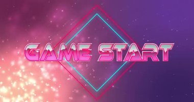 Kozmik arkaplana sahip neon renkleri oyun başlangıç ekranı için animasyon oluşturur. oyun, canlı, bilim kurgu, fütüristik, dijital, teknoloji